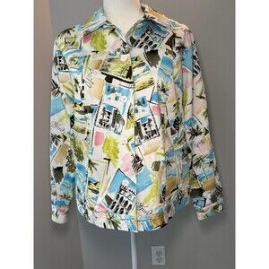 LAURA ASHLEY Lined Windbreaker Jacket with Pockets Beach Travel Shopping Medium
